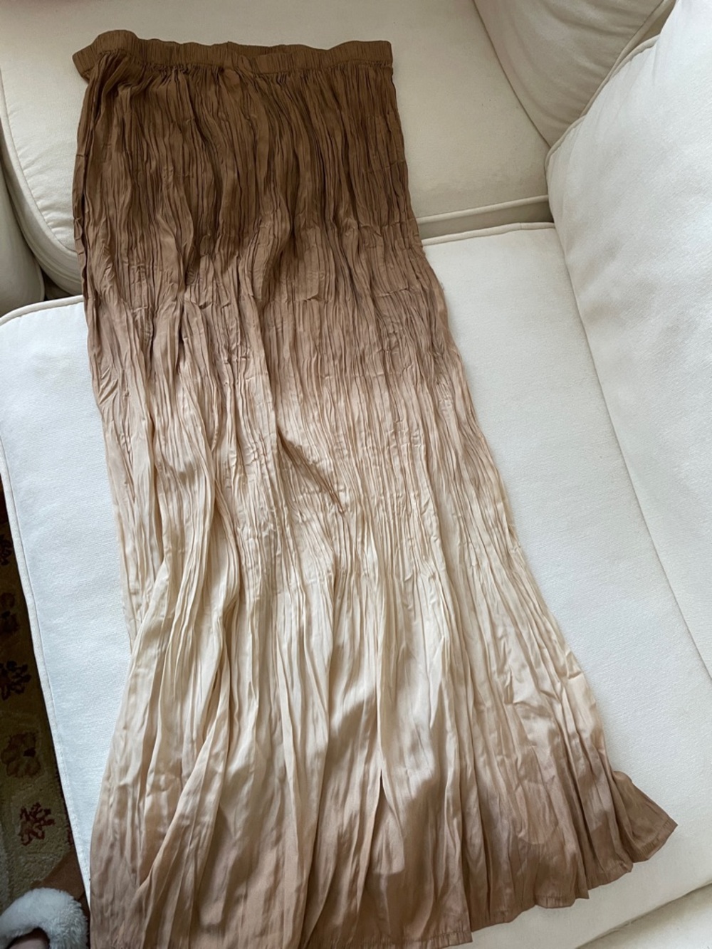 Uniqlo Brown to Cream Ombre Pleated Maxi Skirt